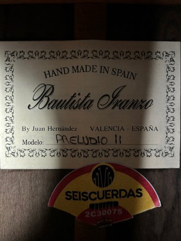Bautista Iranzo Prelude II C Cedro Ziricote Chitarra Classica