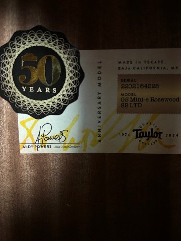 Taylor GS Mini-e Sunburst Rosewood VGS 50TH Anniversary LTD