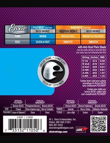 Elixir 11050 Bronze Polyweb Muta 012-053 Chitarra Folk