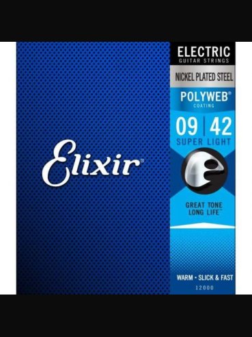 Elixir 12000 Super Light Polyweb 009-042 Muta Corde Chitarra Elettrica