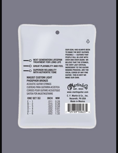 Martin MA535T Treadet Phosphor Bronze 011-052 Muta Corde Chitarra Folk