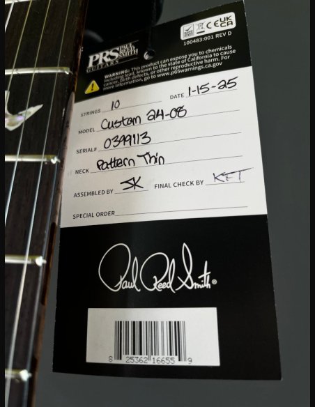 PRS Custom 24-08 Charcoal Thin GENIII TCI sn.0399113