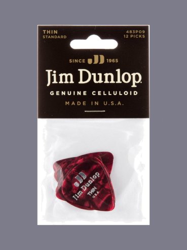 Dunlop 483P09 Thin Red Pearl Standard 12 Picks