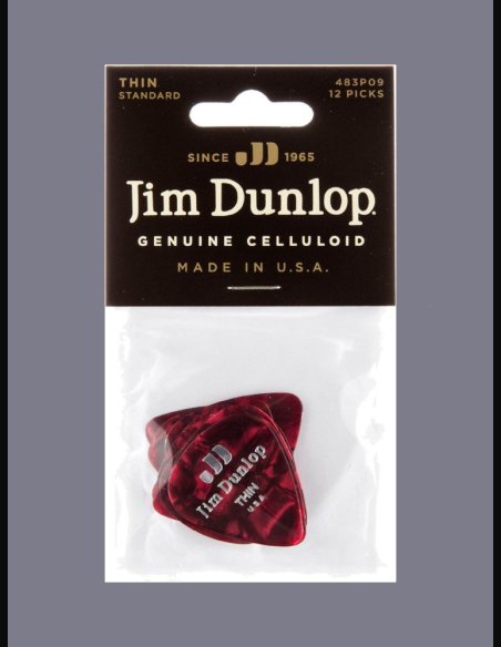Dunlop 483P09 Thin Red Pearl Standard 12 Picks