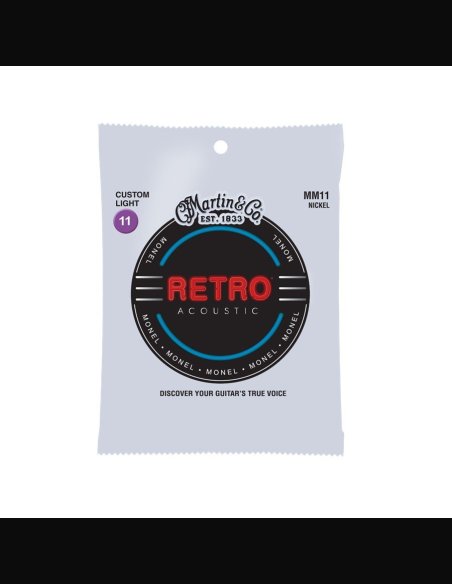 Martin MM11 Retro filo Monel Custom Light 011-052 Muta Corde Chitarra Folk