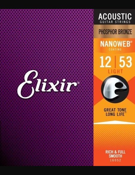 Elixir 16182 Phosphor Bronze 013-053 Nanoweb Muta Chitarra Folk
