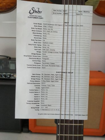 Suhr Scott Henderson Signature Classic Seafoam Green