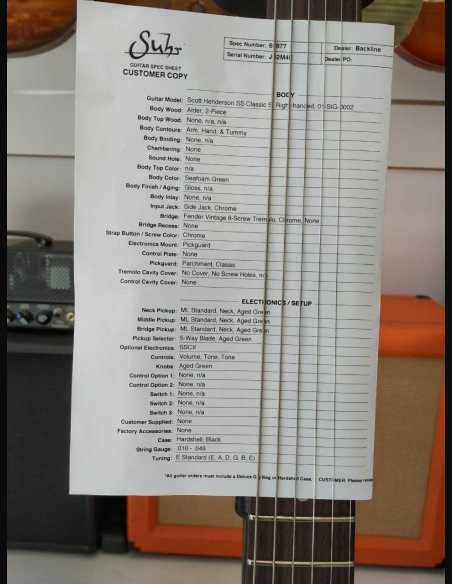 Suhr Scott Henderson Signature Classic Seafoam Green